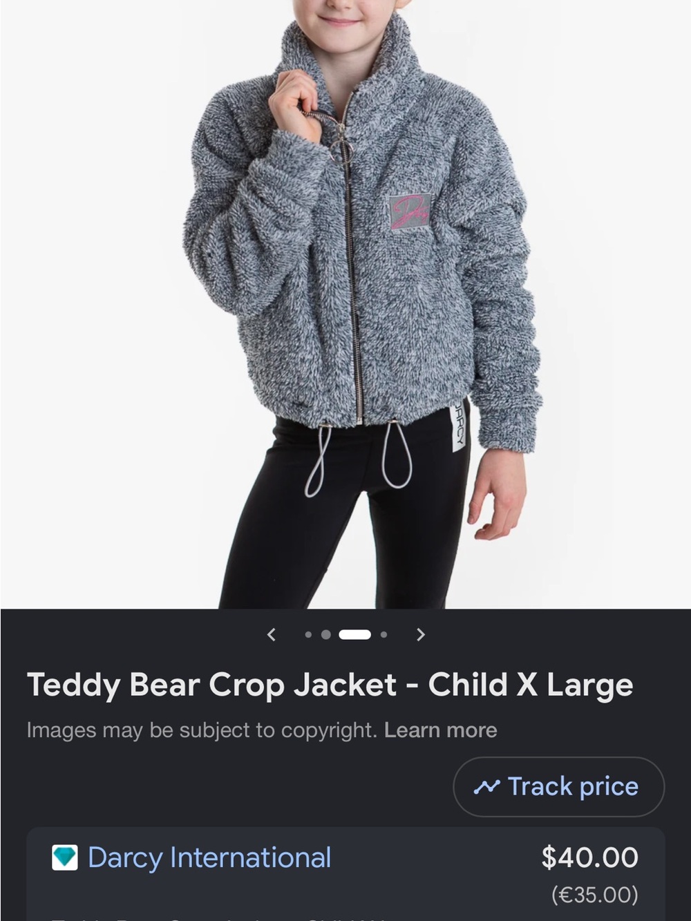 Darcy Gray Zip-Up Teddy Jacket Like New